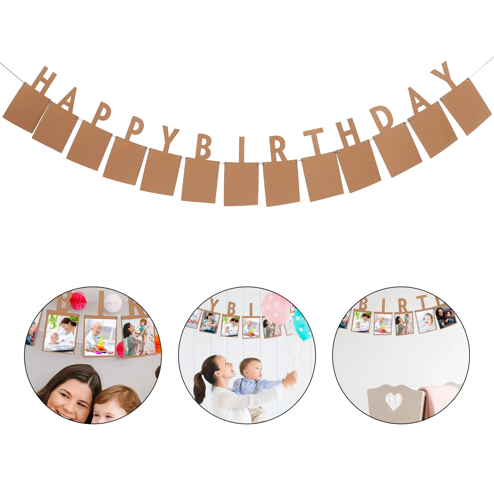 

Birthday Photo Banner Bunting Garland Ornament Picture Happy Banners Bday Display