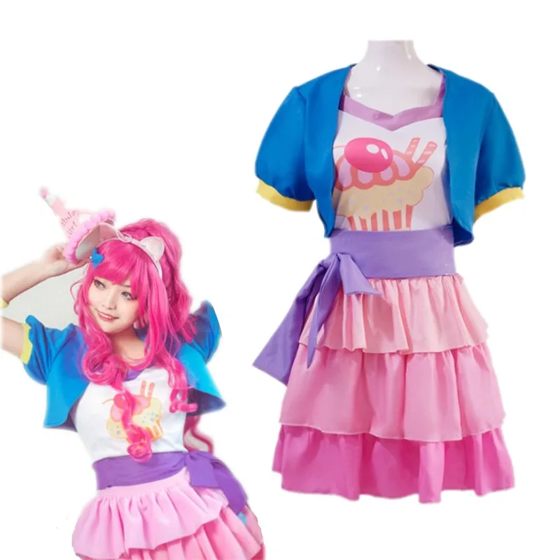 My Girls Women Little Pony Pinkie Pie Human Cosplay Costume Female Pink Halloween Carnival Costumes Custom Made