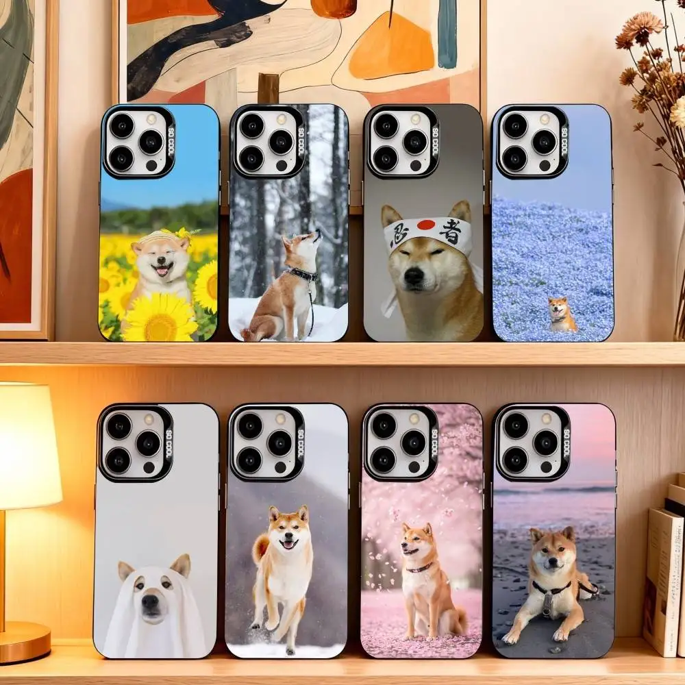 Фото Милый чехол для телефона S-Shiba Inu для iPhone17,16,15,14,13,12,11 Plus, Pro Max, черный, яркий, серебристый чехол для телефона №1