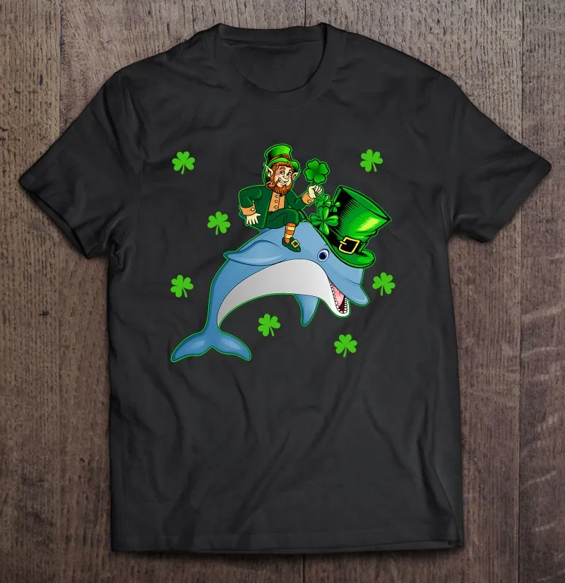 

Футболка Lucky Dolphin Leprechaun верховой езды Дельфин на День Святого Патрика мужская одежда в стиле Харадзюку