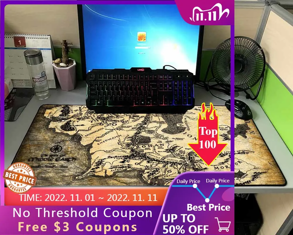 

Mairuige Old World Map Carpet Mouse Pad Pad Laptop Non-slip Rubber Pad Large Mouse Pad XXL 40x90cm Gaming Accessories Table Mat