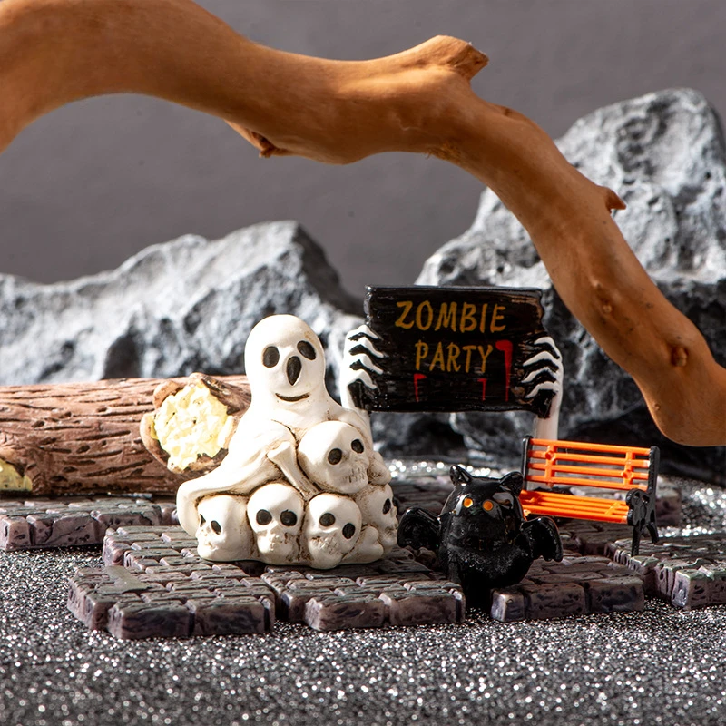 

Halloween Cartoon Ghost Pumpkin Micro Landscape Figurine Miniature Ornaments For Halloween Decorations Home Office Room Decor