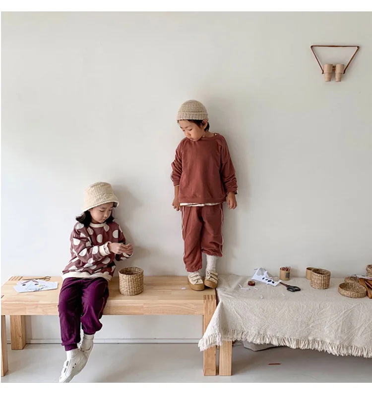 Autumn Toddler Baby Clothes Sets 2pcs Girls Boys Solid Color Tops+Pants Children Clothing Baby Set Tracksuits Outfits