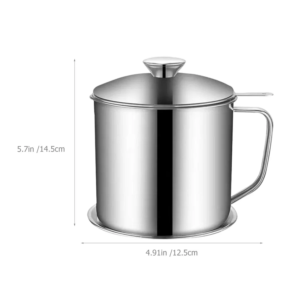 

Oil Strainer Grease Pot Container Storage Cooking Separator Can Kitchen Filter Olive Steeldispenser Fat Stainless Keeper Jar