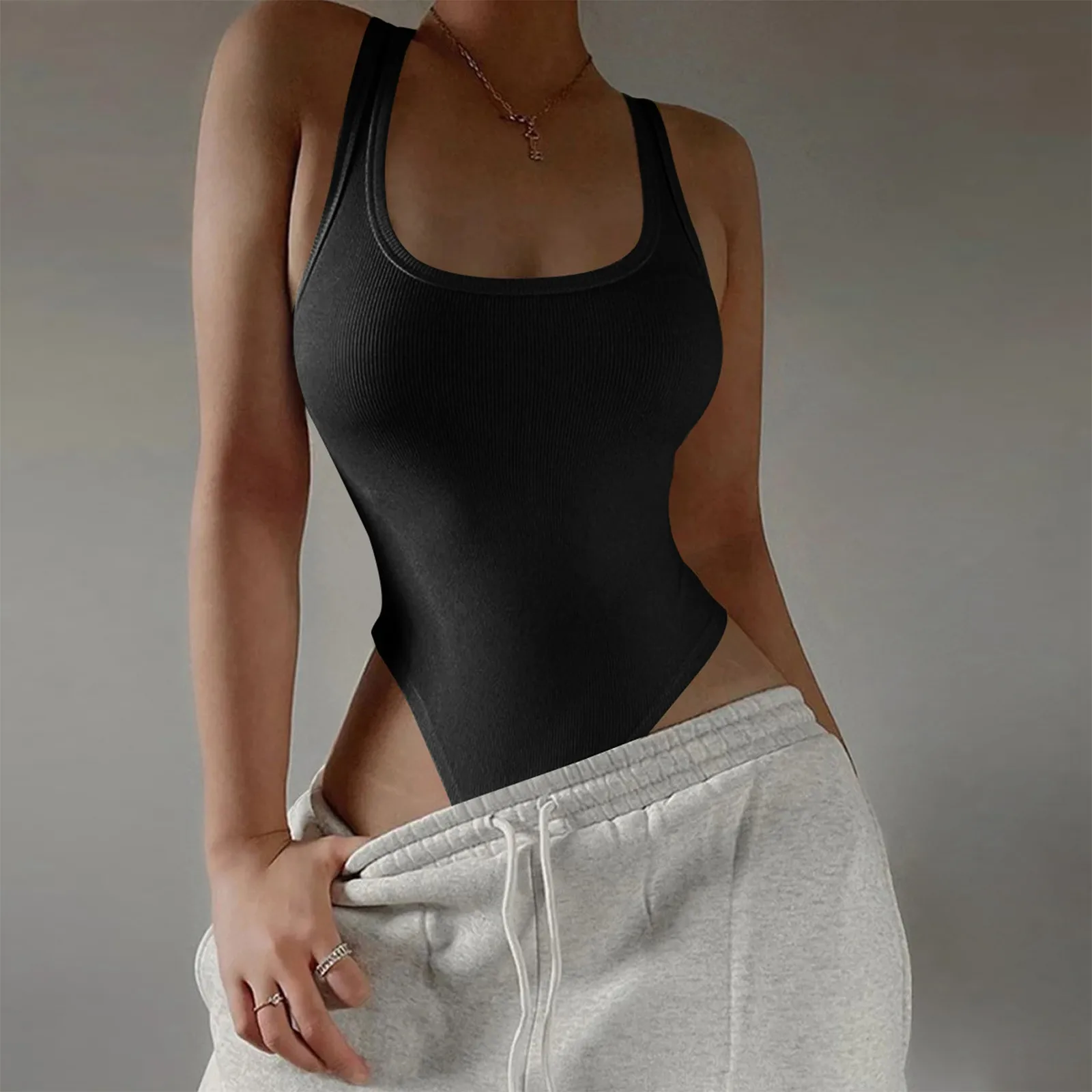 Вязаное боди без рукавов жаркое лето сексуальное облегающее топы с открытыми