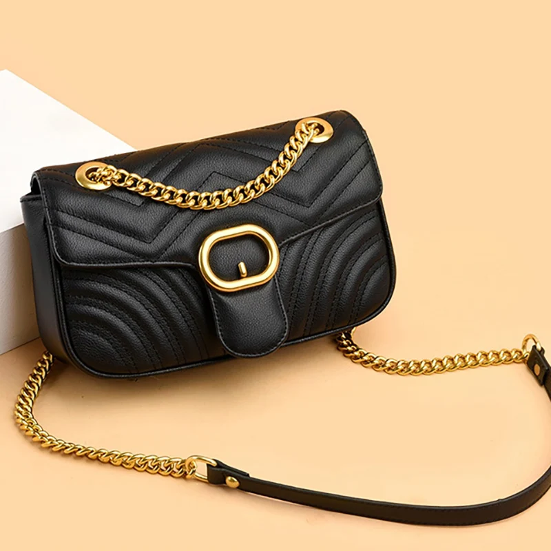 

No Box 2022 New Luxury Women Shoulder Bag Metal Chain Bag Mini Shoulder Messenger Bag Ladies Handbag Classic Corrugated Tote Bag