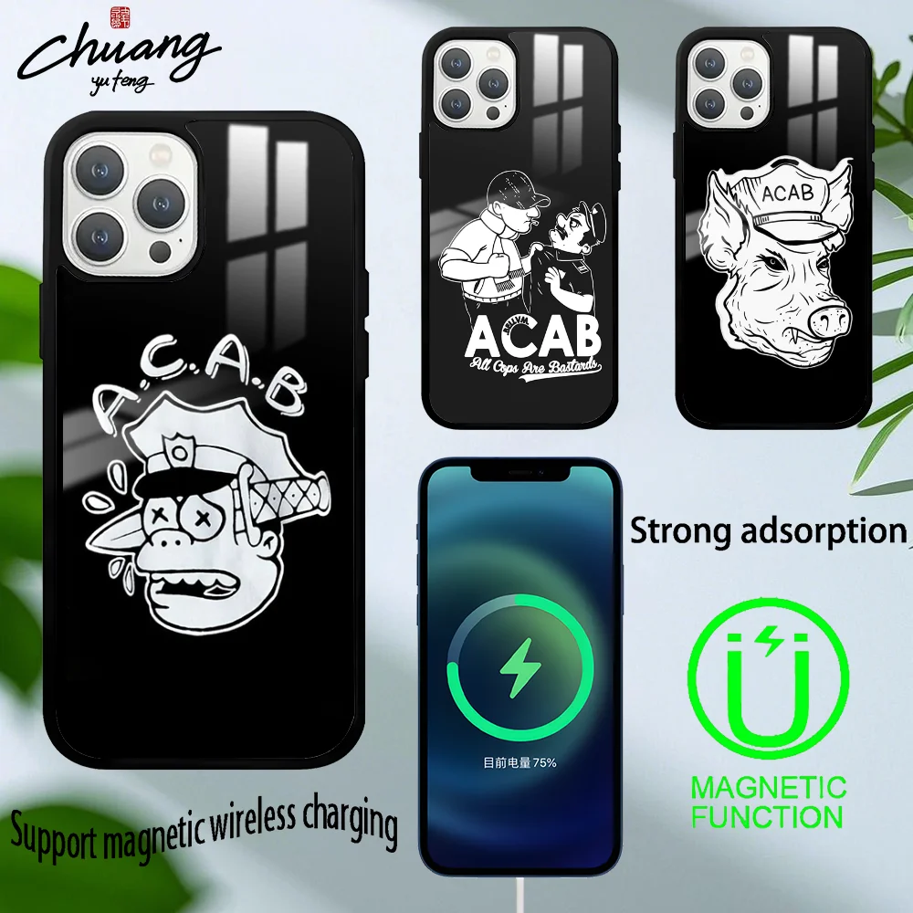 Чехол для телефона All Cops Are Bastards Acab 11 12 13 14 15 16 Pro Max mini Plus с сильным магнитным