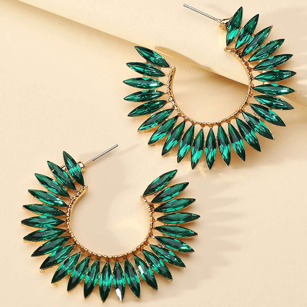 

Fashion Big Circle Hoop Earrings For Women 2022 Trend Luxury Brand Particular Colorful Crystal Round Party Jewelry Accessories