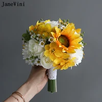 janevini artificial sunflower bride bouquet wedding flowers yellow daisy roses artificielles mariage bridal bouquets accessories