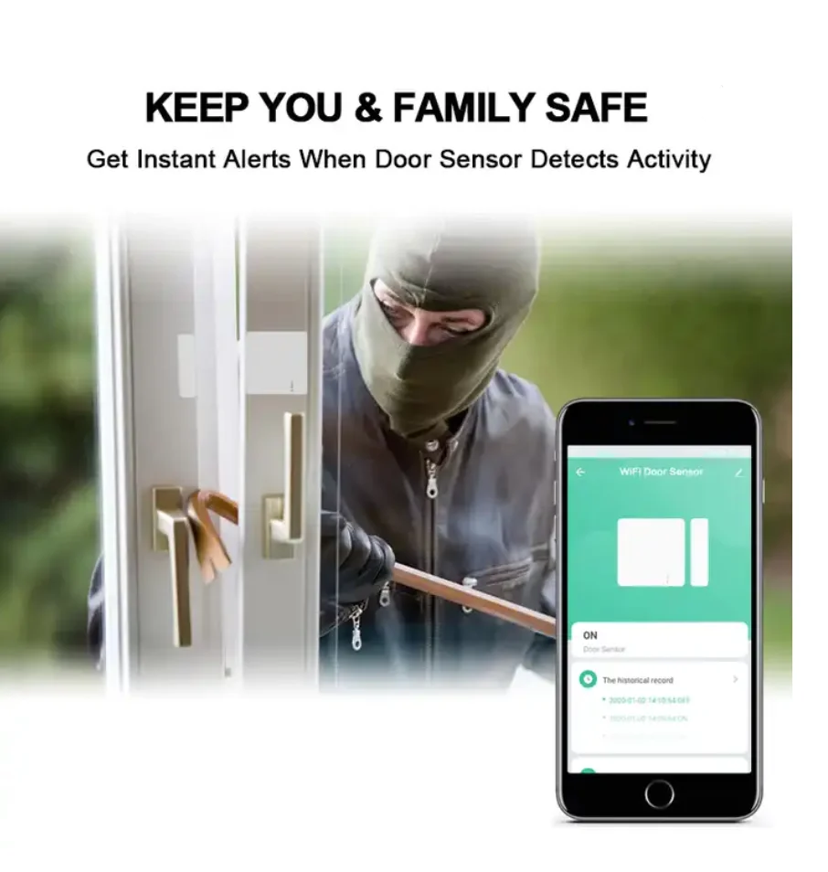 Doorbell Tuya Window Alarm 130db Doodle Wifi Door Magnet Alarm Smart Home Multifunction Sensor ABS Plastic Security Housekeeper enlarge