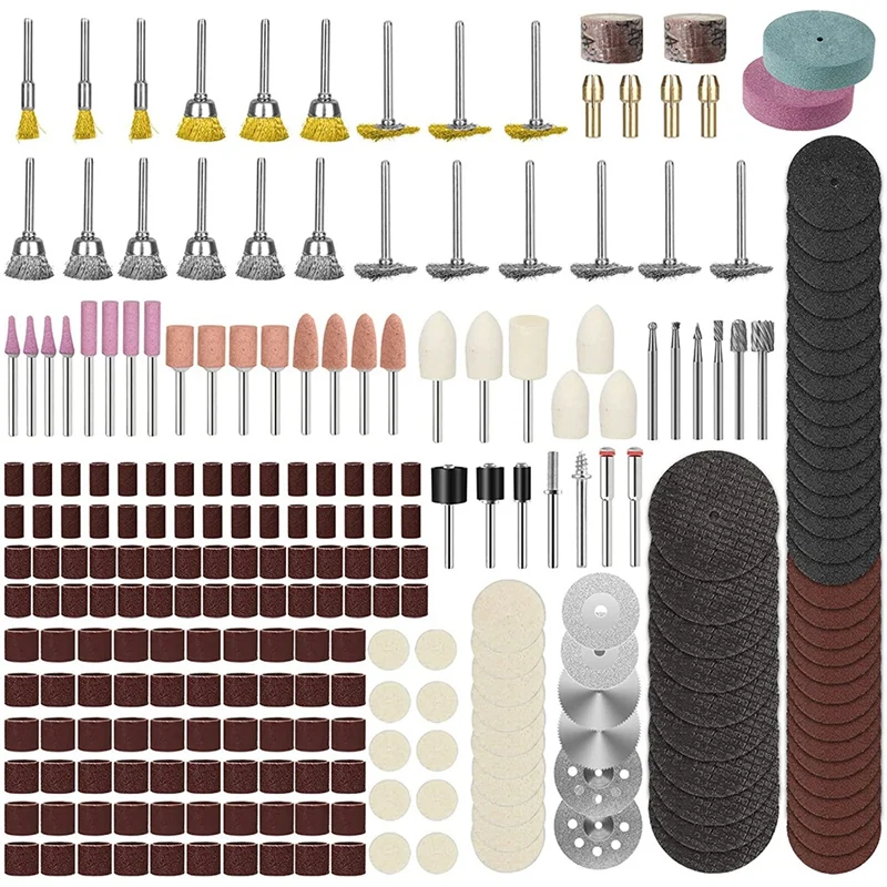 

217Pcs Rotary Tool Accessories Kit For,1/8Inch Shank Universal Fitment For Wood Glass Buffing Polishing Bit Wire Wheel