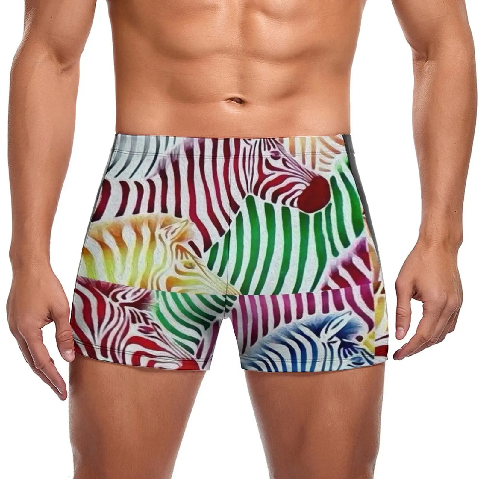 

Colorful Zebra Swimming Trunks Texture Wild Animal Stay-in-Shape Custom Swim Boxers Push Up Pool Man Swimwear