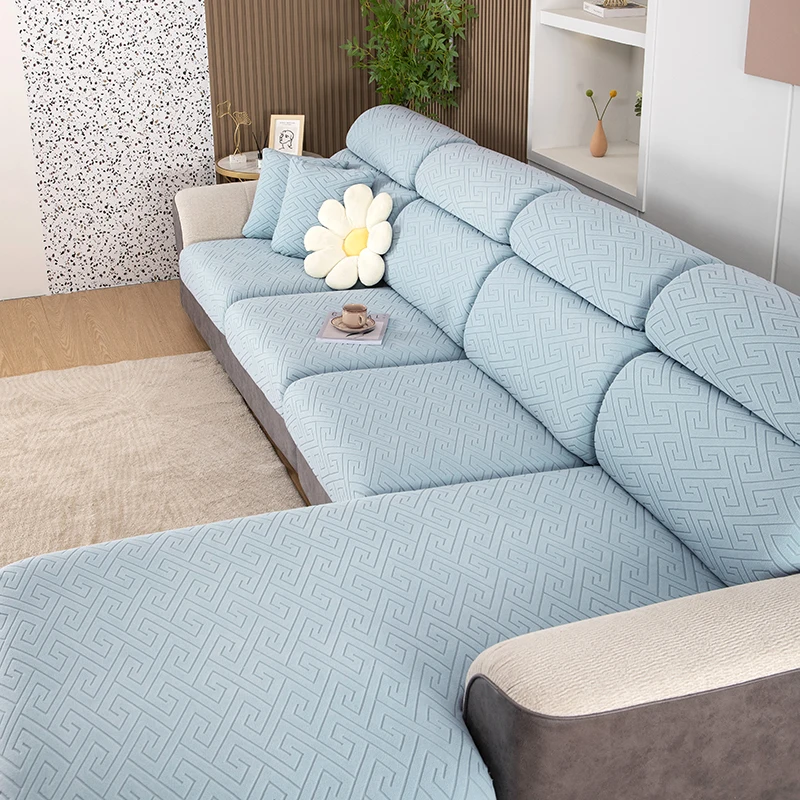 

1pc Jacquard Sofa Cushion Cover Polar Fleece Stretch Washable Removable Couch Covers Pets Kids Furniture Protector