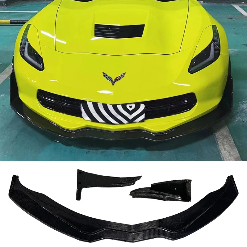 

For Chevy Corvette C7 2014-2019 Real Carbon Fiber Front Bumper Diffuser Side Skirts Rear Lip Spoiler Wing Car Modified Bodykits