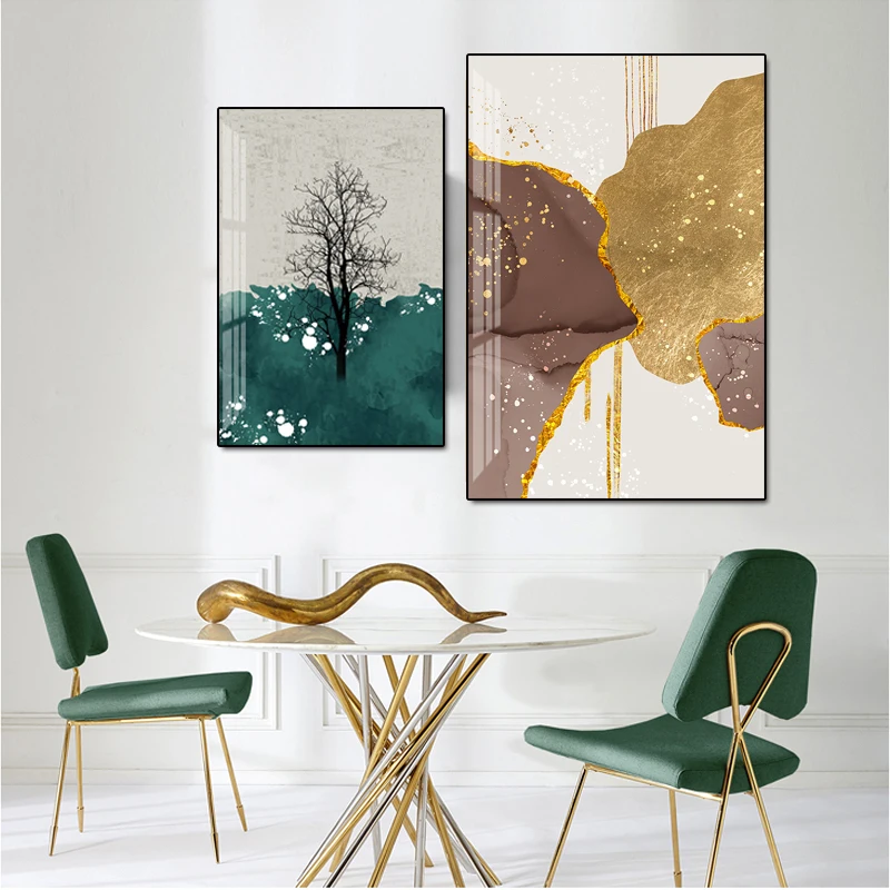 

Modern Abstract art Gold foil tree Ink Canvas Painting Nordic luxury Posters and Prints Wall Pictures for Living Room Home Decor