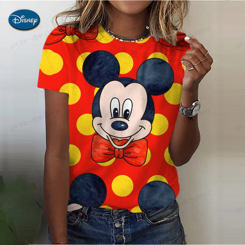 Женская футболка в стиле ретро с принтом Микки Мауса женская круглым вырезом топ