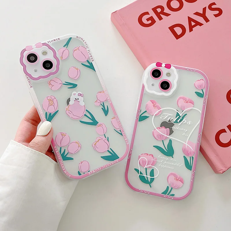 

Fashion Flower Phone Case For iPhone 11 12 13 Pro XS Max X XR Camera Protection Shockproof Soft TPU Cover For iPhone 12Pro Max