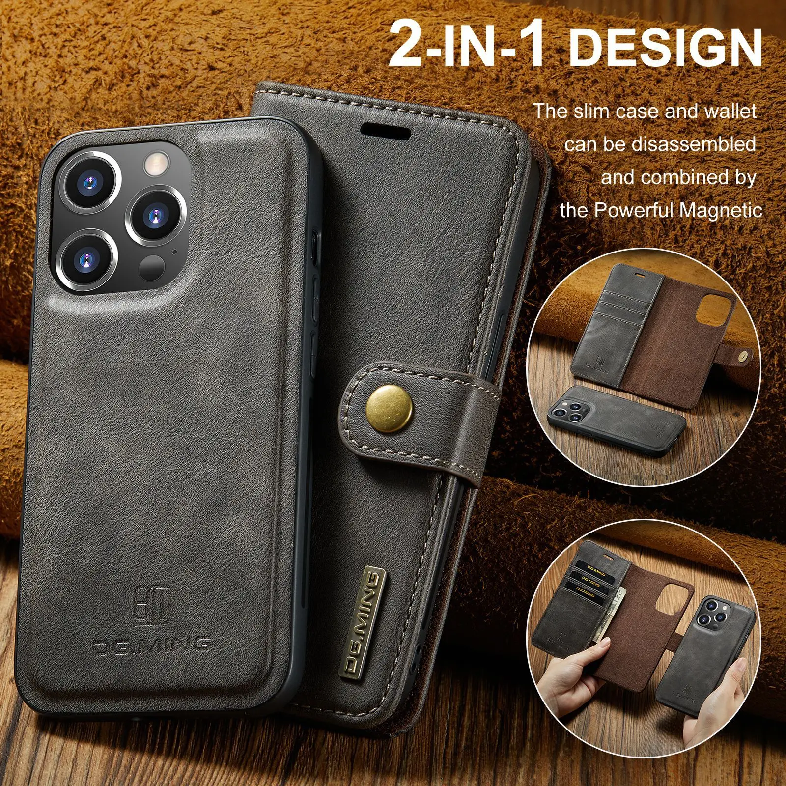 

Magnetic Leather Wallet Case Bracket Card Slot Shockproof Flip Cover for iPhone14ProMax 13Pro 12Pro 11 11Pro XSMax XR X 8Plus 7