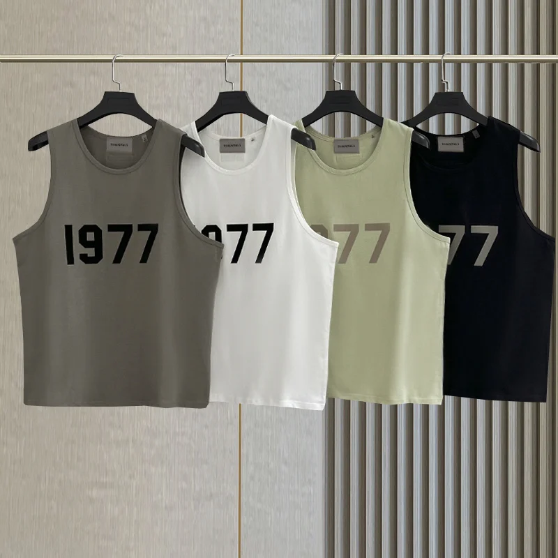 

Essentials Tank Summer Tops for Man cotton Women's Oversized Vest Flocking Sleeveless Shirt Basketball Sport Fitness