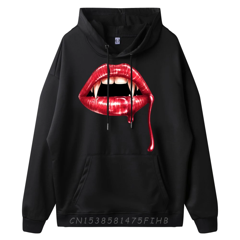 Потрясающие клыки губы Хэллоуин толстовки с графическим рисунком мужские белые