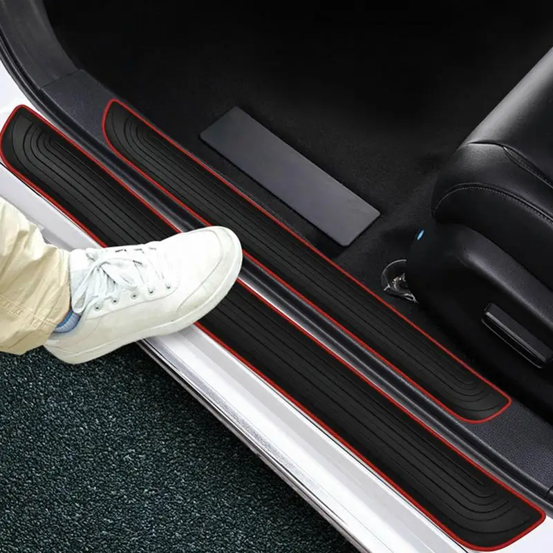 

Car Door Sill Plate Protector Protective Door Sill Cover for Car PVC Rubber Anti-Scratch Sticker 4Pcs Car Door Sill Plate Cover
