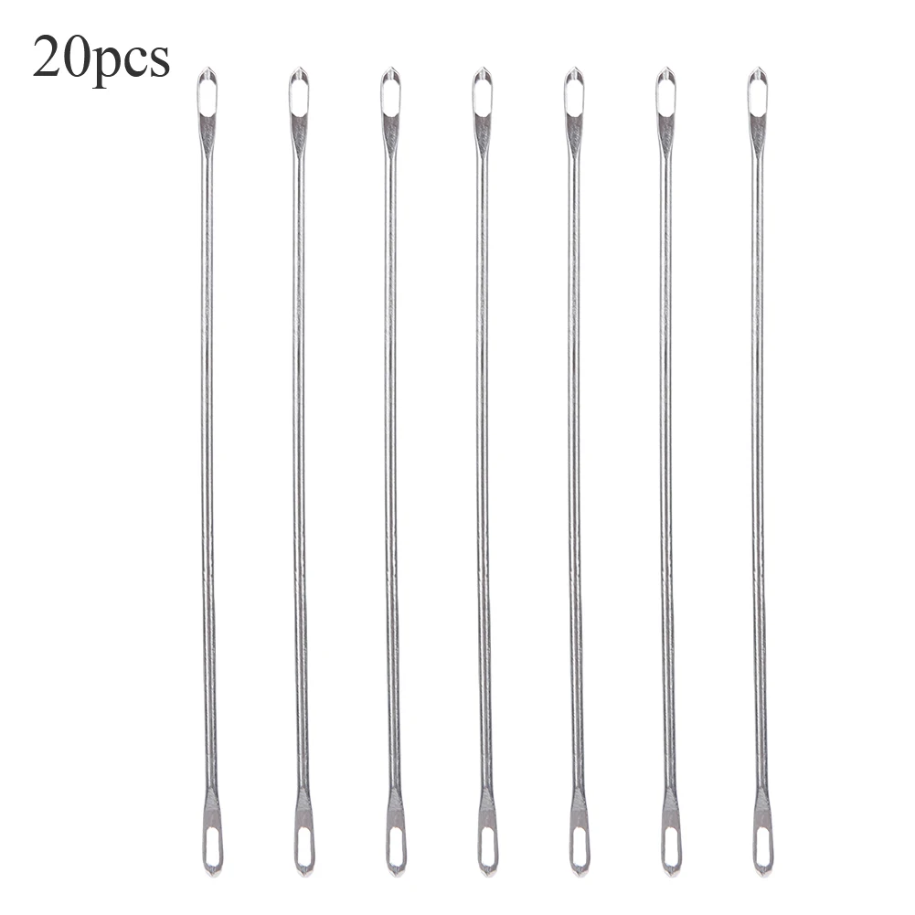 

20 Pcs Double Eye Needle Metal 9cm Long Transfer Needle Fit for Knitting Machine