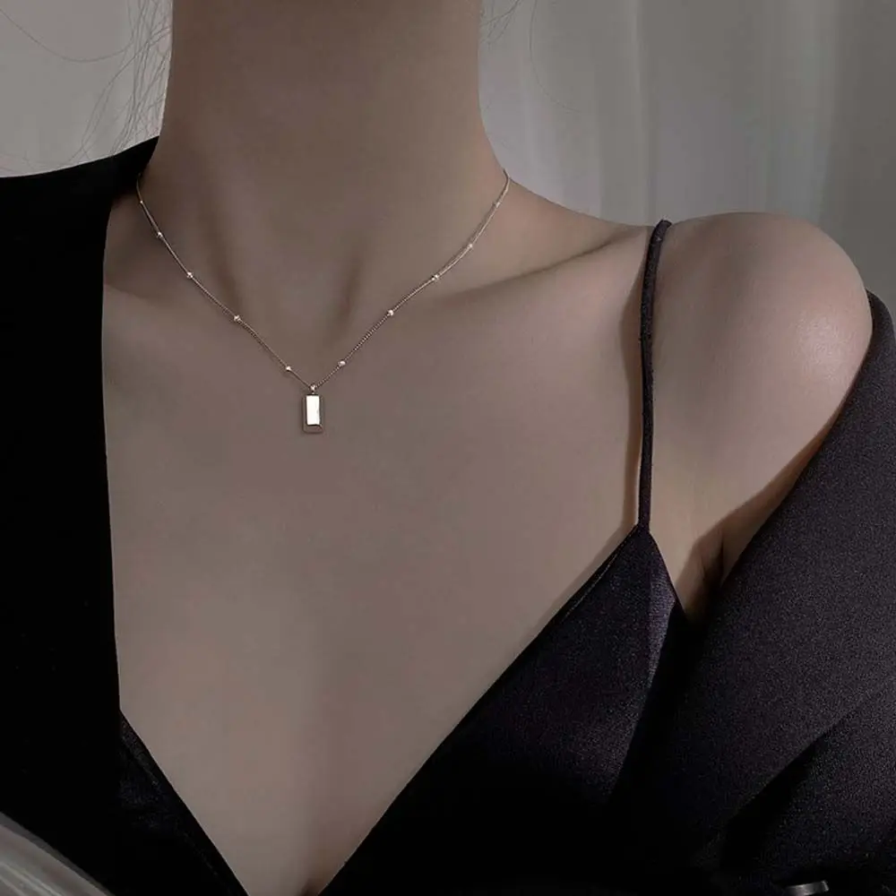 

Elegant Luxury Female Jewelry Gift Party Pendant Sparkly Women Necklace Clavicle Chain Korean Style Gold Bar Choker