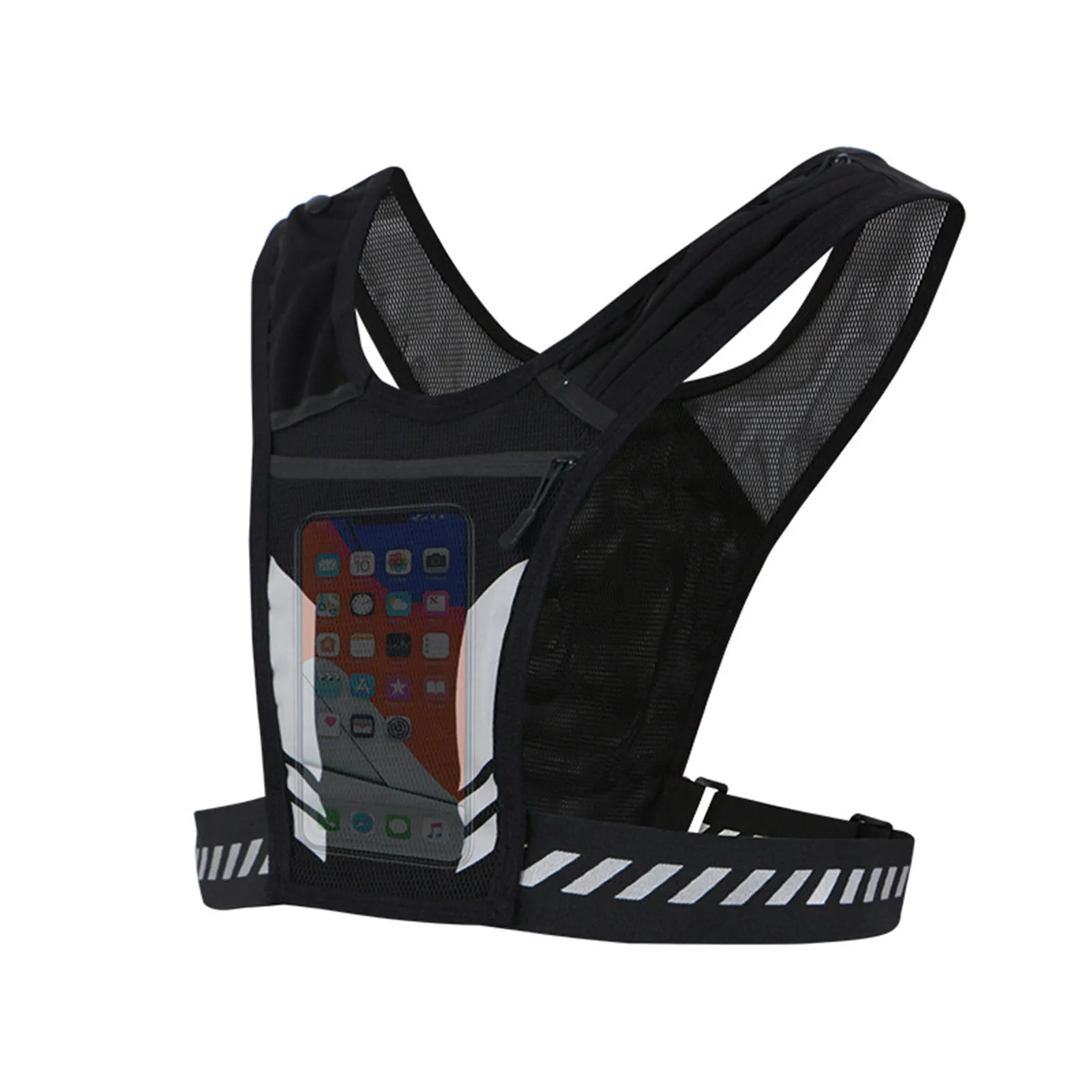 

Reflective Running Vest Phone Holder Bag Universal Vest For Joggers Cycling Nights Sports With Pocket To Hold Water Bottle