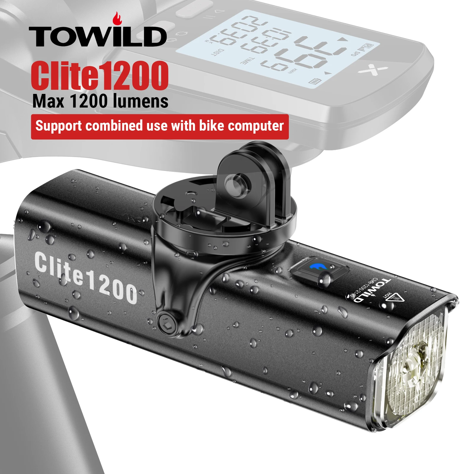TOWILD Clite 1200LM Bike Light Front Lamp USB Rechargeable L