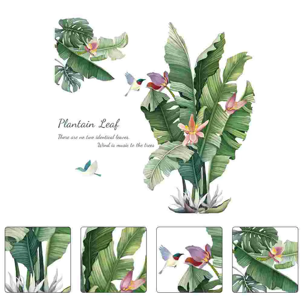 

Wall Sticker Decals Background Leaf Green Decalroom Removable Palm Decorativetropical Waterproof Adornment Home Stickers Living