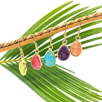 natural stone flower material pine stone drop earrings 11x19mm color charm fashion jewelry diy ladies boutique accessories