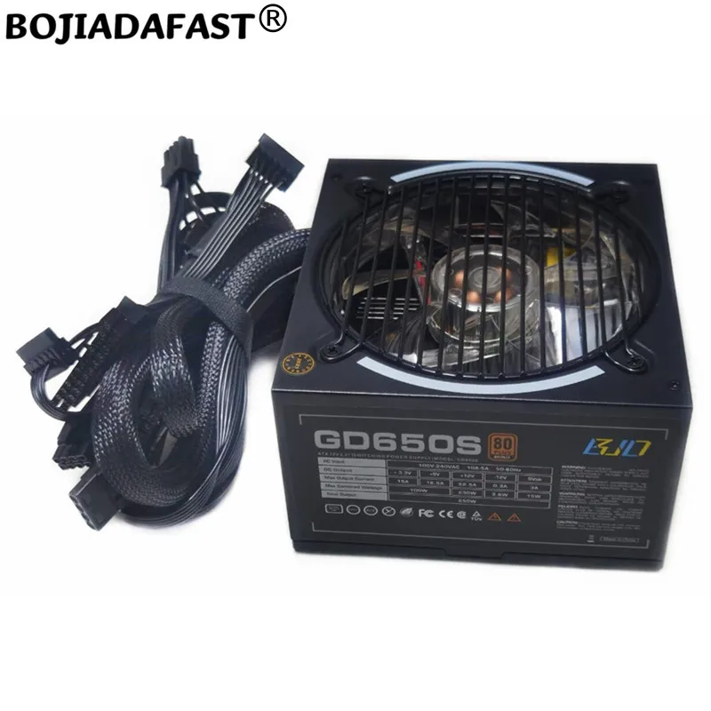 650W Desktop Power Supply ATX PSU 100V-240V RGB Fan 80 Gold Plus Support DIY Gaming Computer