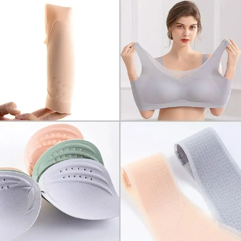 Thai Latex Underwear Bras for Women Large Size  Push Up Brassiere Seamless Bra Top Comfort Cooling Gathers Shock-Proof Pad