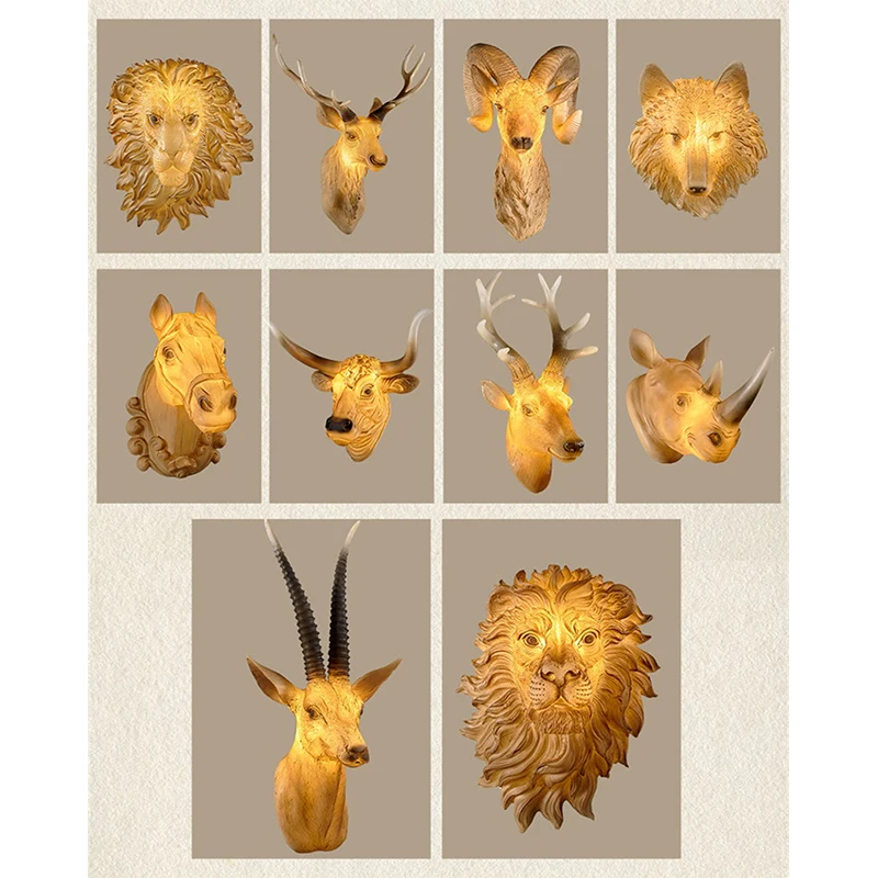 Аосонг нордическая настенная люстра лампы внутри ретро животного творческая прикроватная освещение для декора дома, гостиной, спальни, коридора.