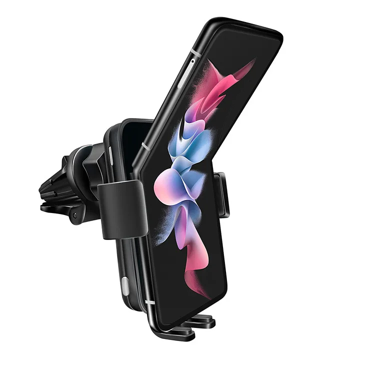 

15W QI Wireless Charger Car Mobile Holder for Samsung Galaxy Z Flip 3/4/S21 Ultra Dual Coil Auto Clamping Fast Charger