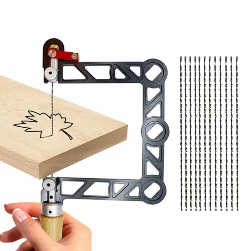

Coping Saw Aluminum Alloy Frame Fret Saw and 12 Replacement Diamond Wire Blades Woodworking Cutting Tool for Wood Board Plastic