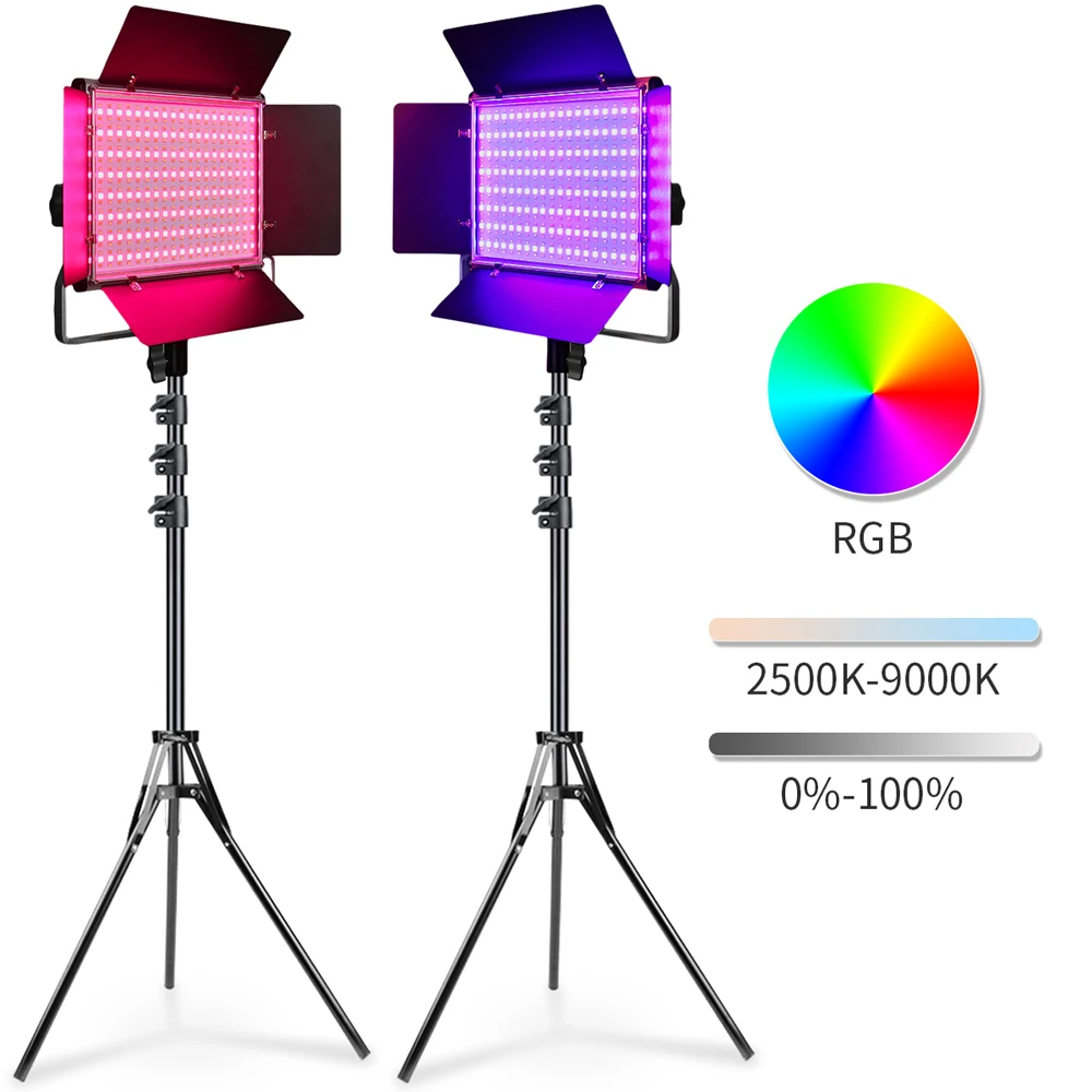 

Управление через приложение 50 Вт RGB светильник 3200K-5600K CRI95/0-360 регулируемые цвета с ЖК-экраном/U-образным кронштейном для фотографии с 15 сценам...