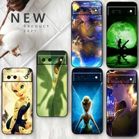 disney peter pan tinker bell for google pixel 7 6 pro 6a 5a 5 4 4a xl 5g black phone case coque capa soft tpu silicone fundas