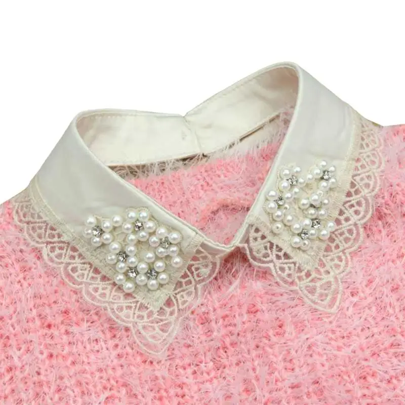 K3nf Женщины Съемный рубашка колла -рубашка поддельные воротнички жемчужины