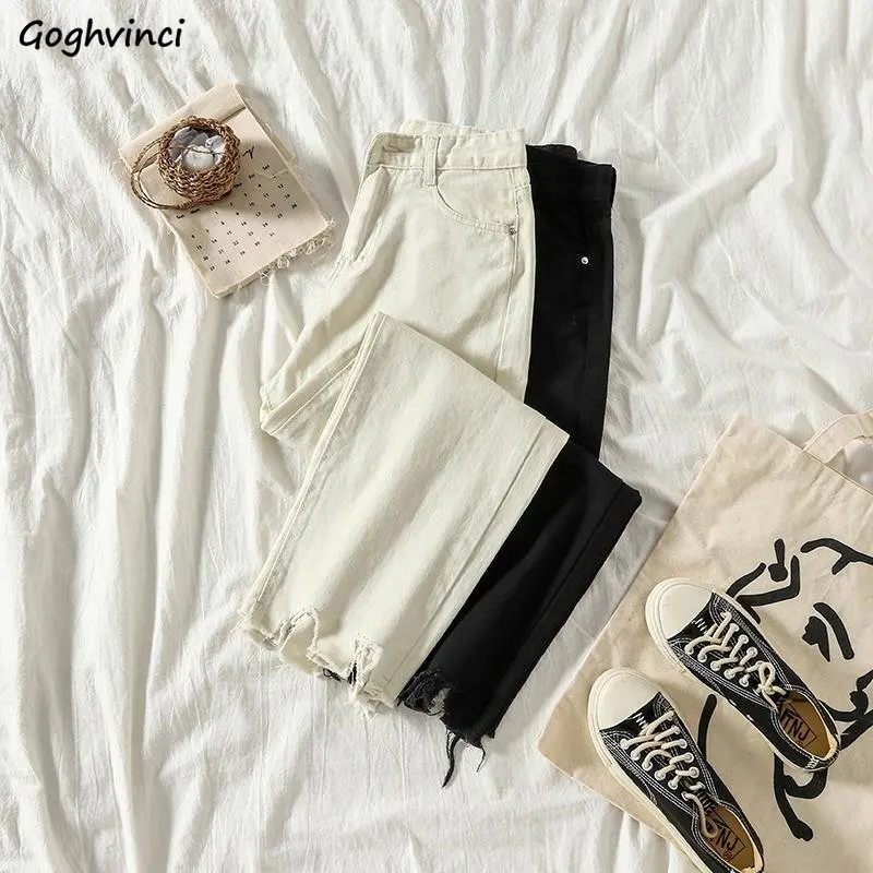 

Jeans Women Streetwear Pure Color Ulzzang Casual Chic Student Retro All-match Spring Autumn Daily New Arrival Female Denim Basic