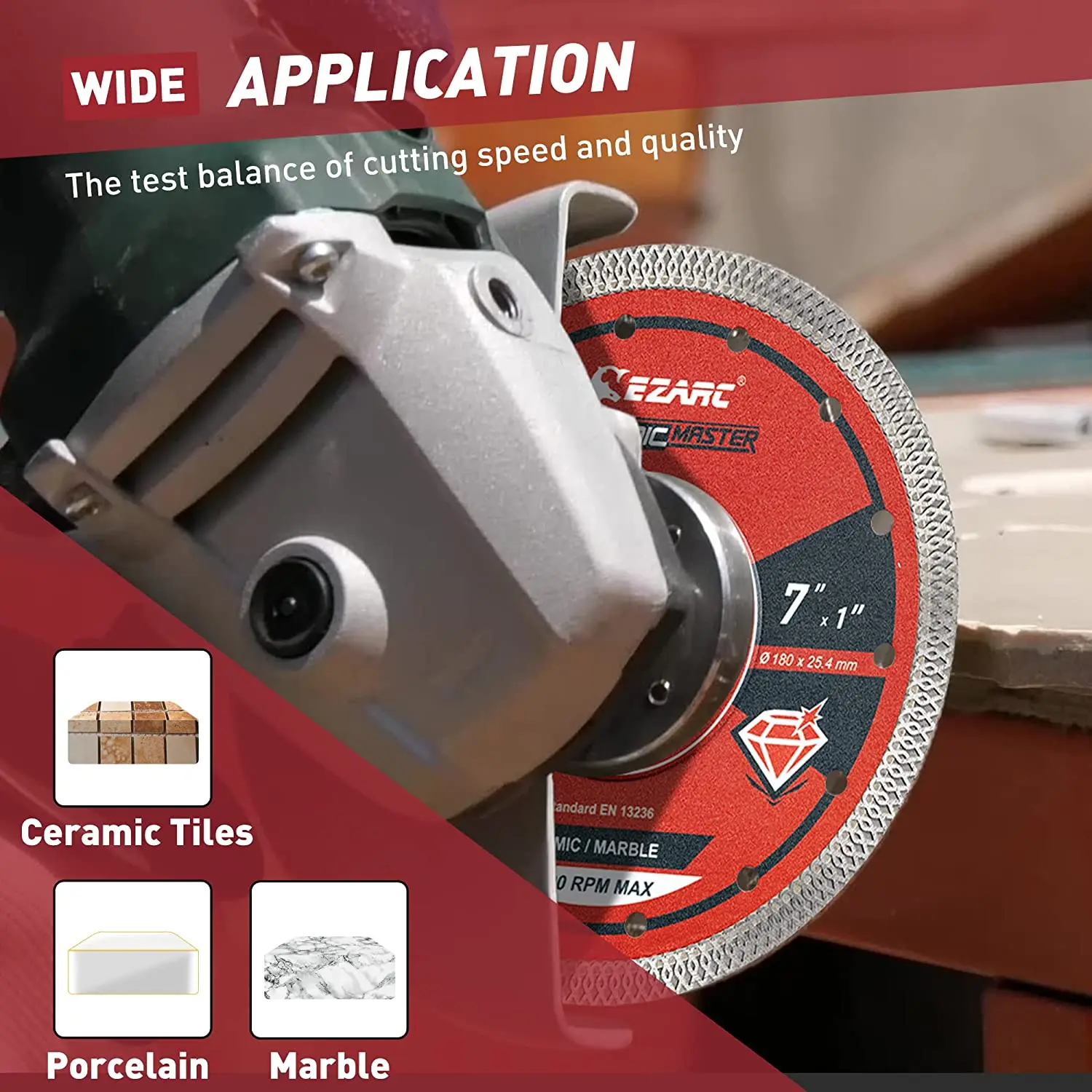 Алмазная пила EZARC 7/10 дюймов цельная часть для коммерческого производства