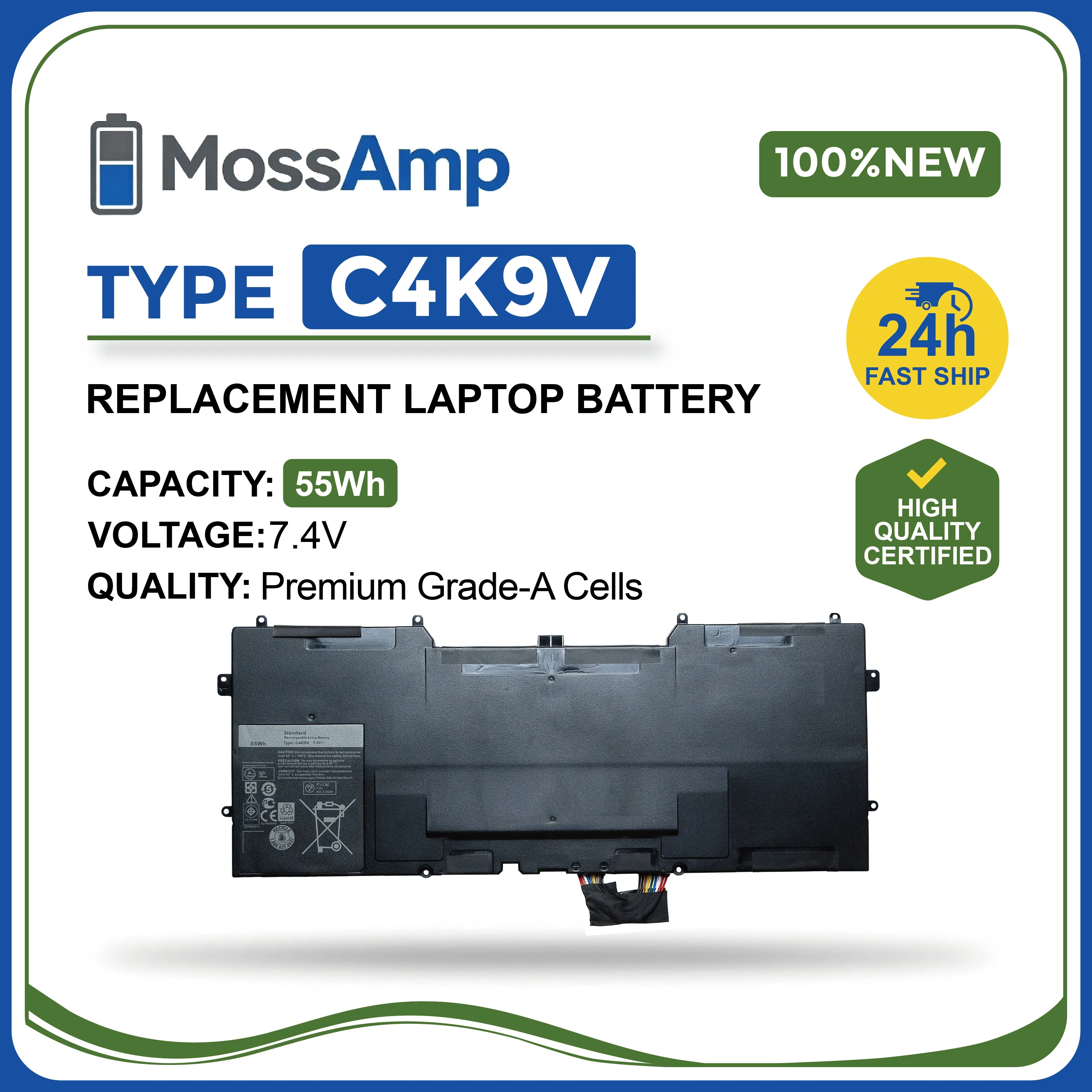Фото Аккумулятор для ноутбука MossAmp 55Wh C4K9V для DELL XPS 2 L221X 13 9333 9Q33 L321X L322X, замена Y9N00 489XN P20S PKH18 0WV7G0 №1