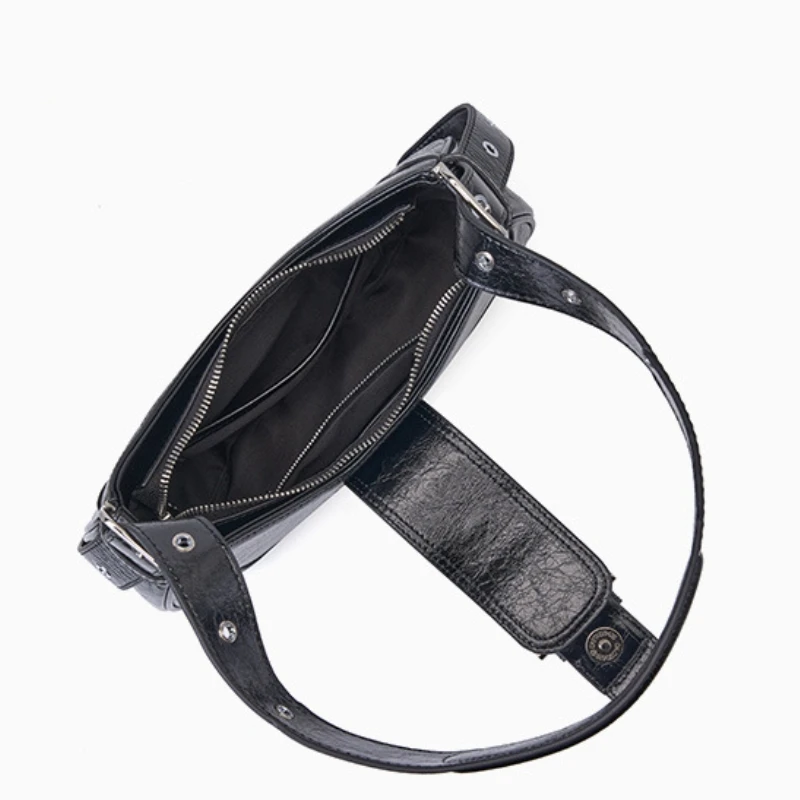 Women Genuine Leather Hobo Bag Vintage Cowhide Design Ladies Underarm Bag High-quality Armpit Bag Y2K Shoulder Crossbody Bag