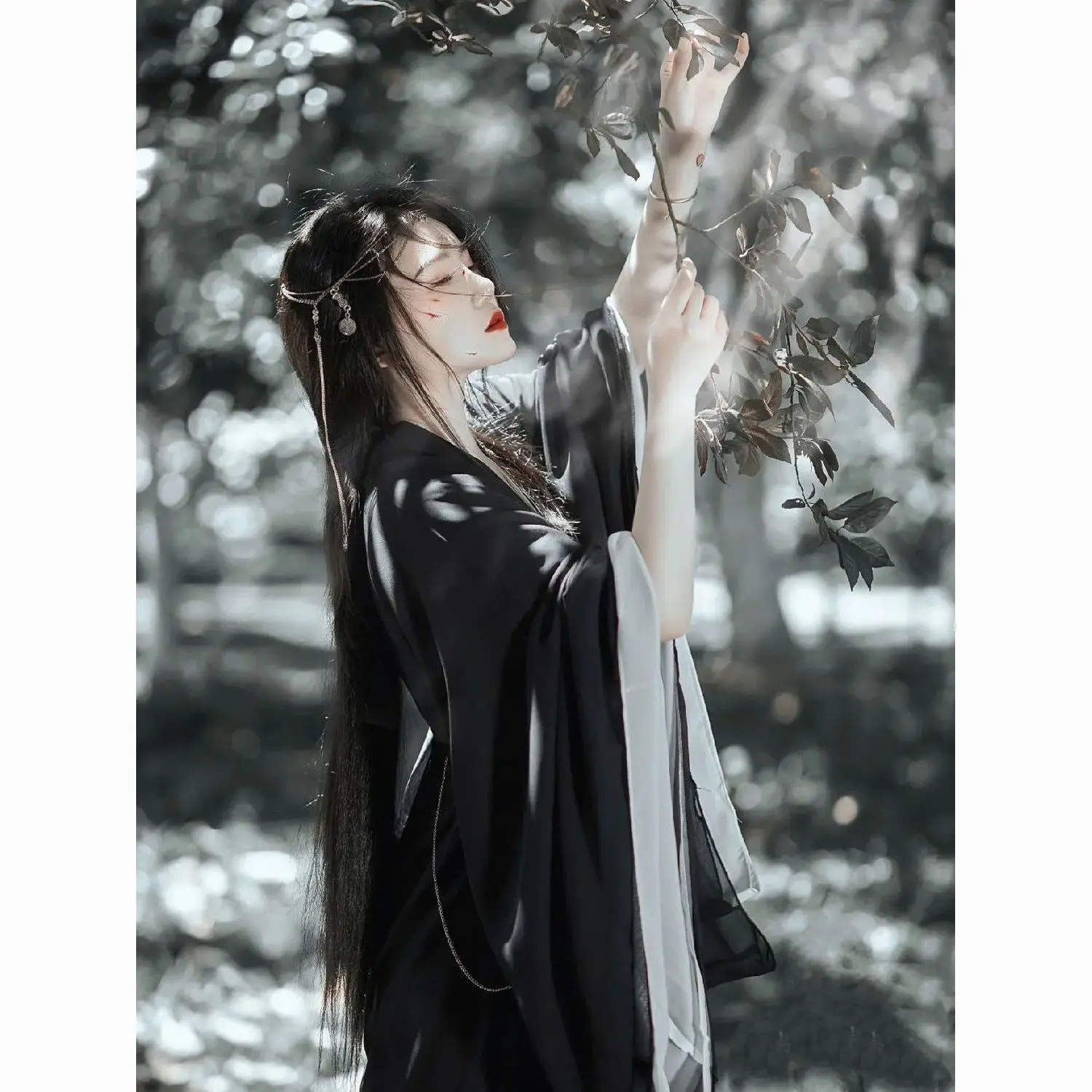 

Hanfu Dress Women Ancient Chinese Traditional Set Female Cosplay Costume Summer Black Jacket With White Sets