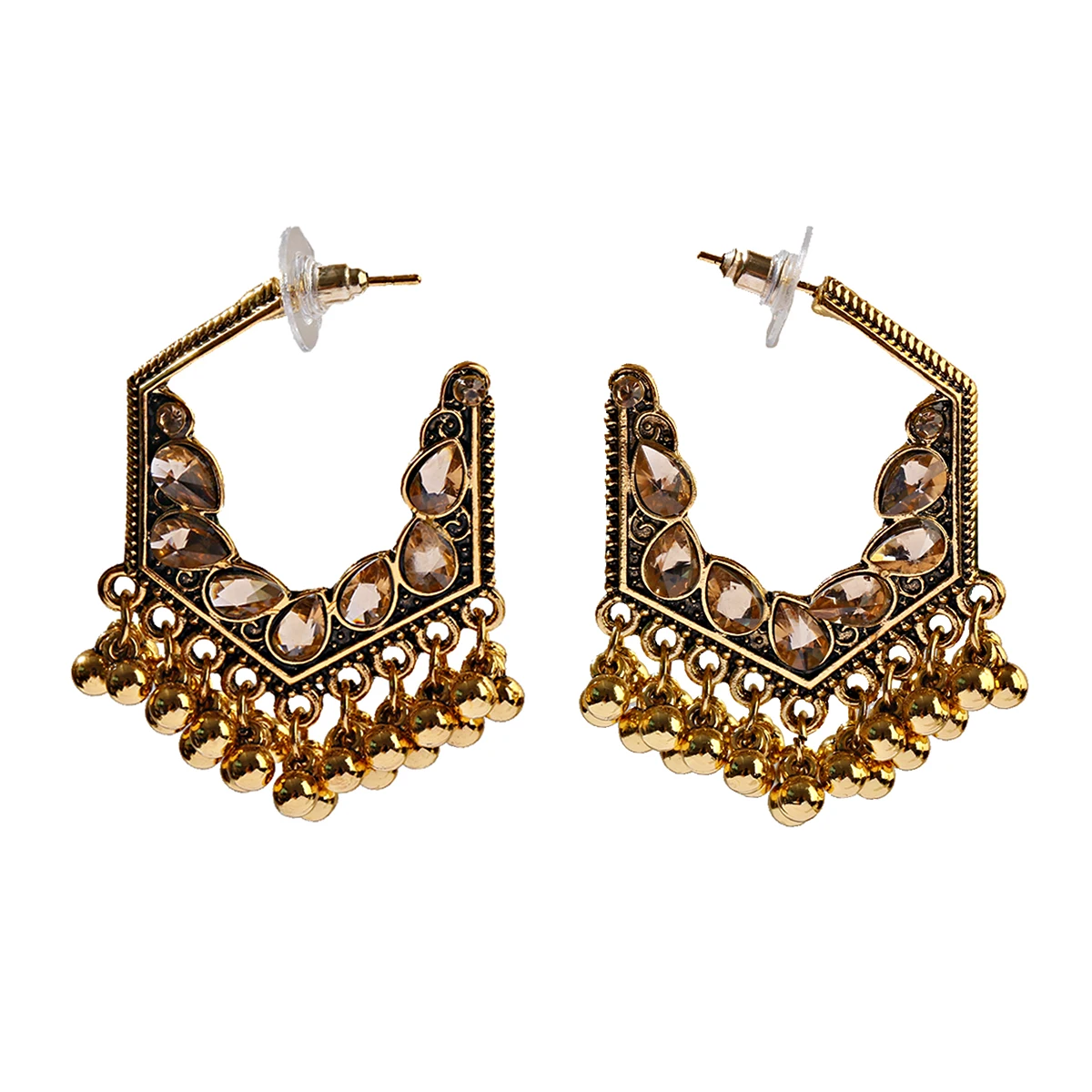 Фото 2022 модная металлическая кисточка Jhumka индийский этнический геометрический Болливуд №5