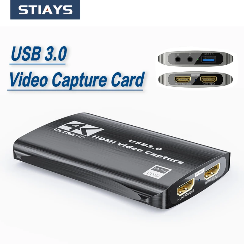 Карта видеозахвата STIAYS аудиомикрофон совместимая с HDMI USB 3 0 видеоигра запись для