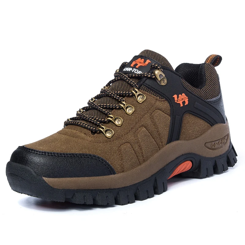 HIKEUP New Men‘s Walking Suede Leather Hiking Shoes Durable Outdoor Sport Women Sneakers Lace-Up Climbing Trekking Couple Shoes