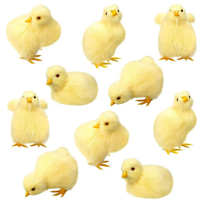 

10 Pcs Easter Baby Chicks Little Chicks Mini Chicken Stuffed Animal Small Chirping Chicken Plush Realistic Animal Toy