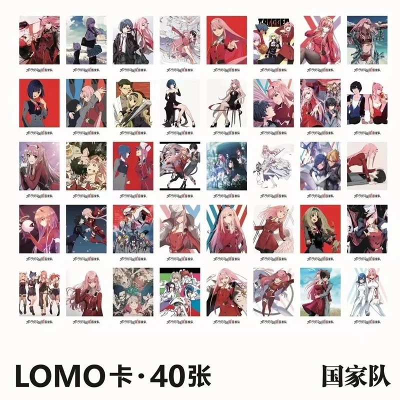 

40pcs/set DARLING In The FRANXX Lomo Card 002 Zero Two Anime Photocard Bookmark Pretty Students Stationary Cute Message Cards