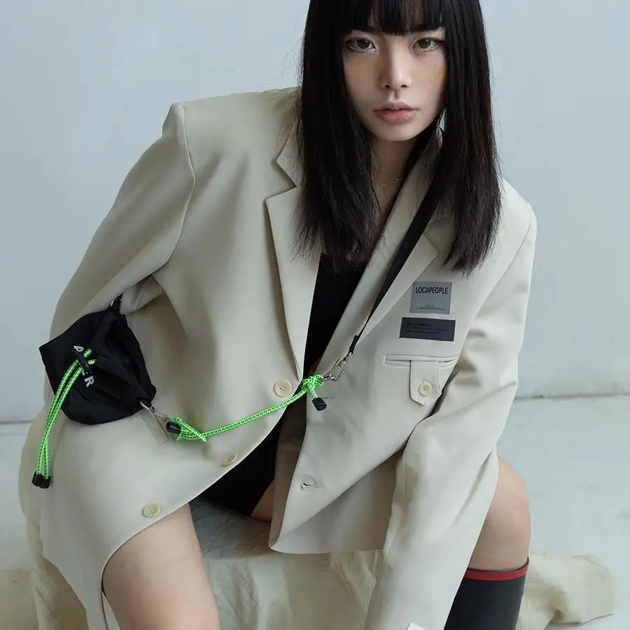 

Blazers 2022 Chic Korean Loose Women Blazer Spring Summer Single Buttons Female Oversized Suit Jacket Full Sleeve Outwear Coats